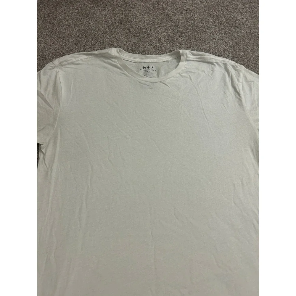 Polo Ralph Lauren TShirt Mens Large White Slim Fit Cotton Pony Logo Short Sleeve
